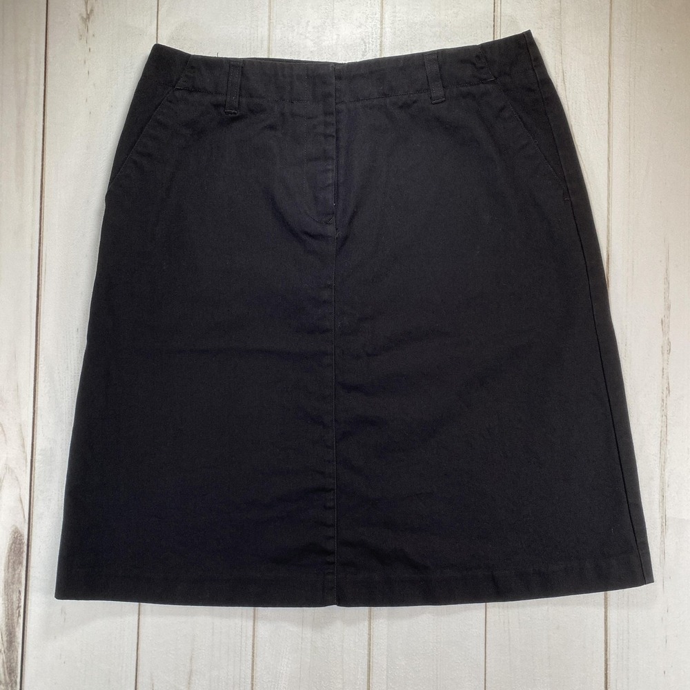Vintage Tommy Hilfiger Skirt Womens 10 Black Cotton A-Line Chino Flag Logo Y2K